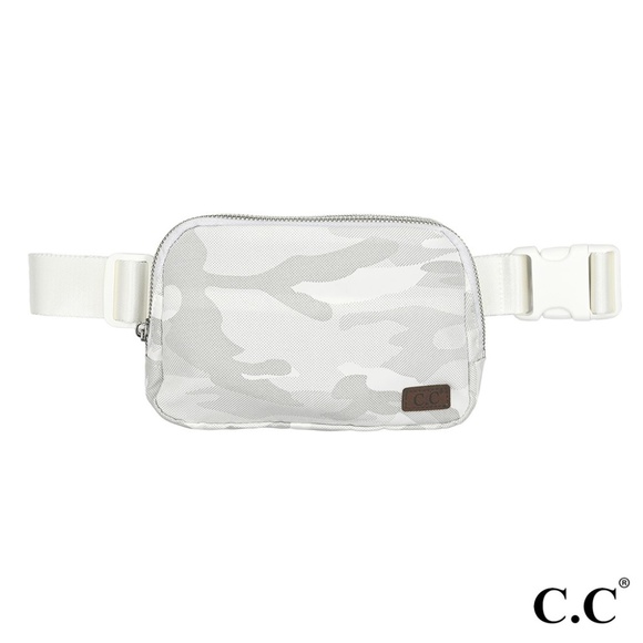 C.C Camo White  Crossbody Waterproof Mini Fanny Belt Sling Bag - Picture 1 of 2
